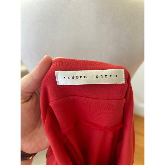 Susana Monaco Muted Red Ruched Halter Neck Knee Length Sundress - Picture 5 of 6